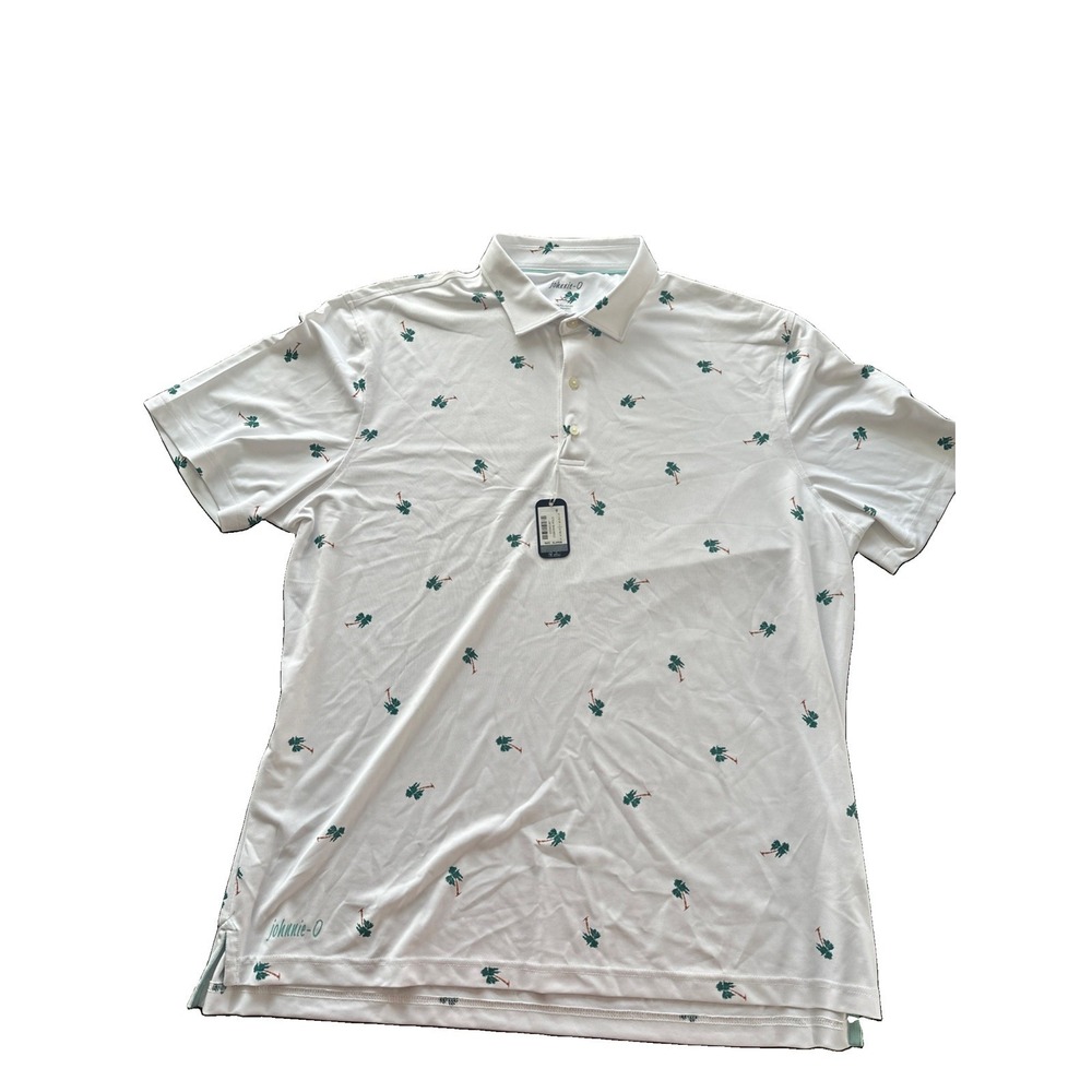 NWT JOHNNIE-O OSBORNE PRINTED JERSEY PERFORMANCE POLO IN WHITE SZ XL $158
